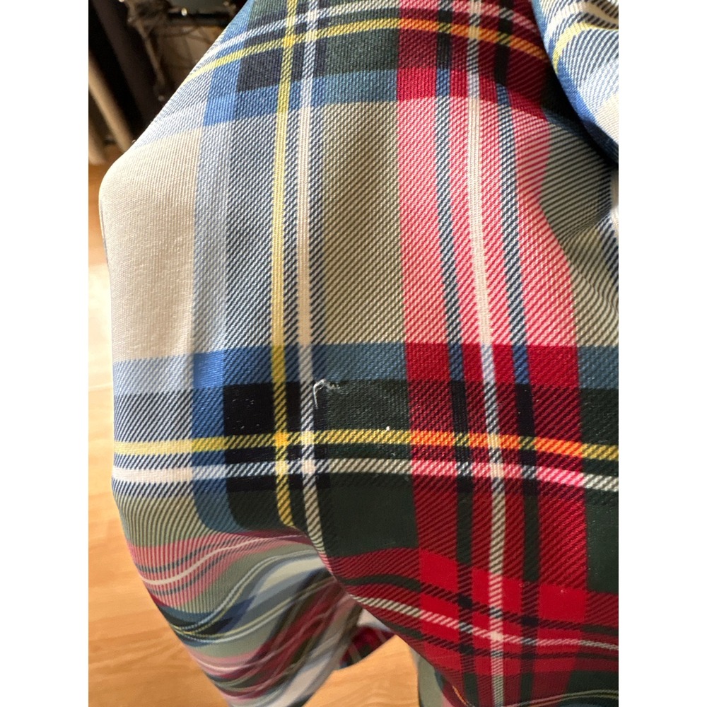 Gretchen Scott Plaid Shift Dress Red White Blue Ruffle Collar‎ Preppy Size S - Picture 6 of 8